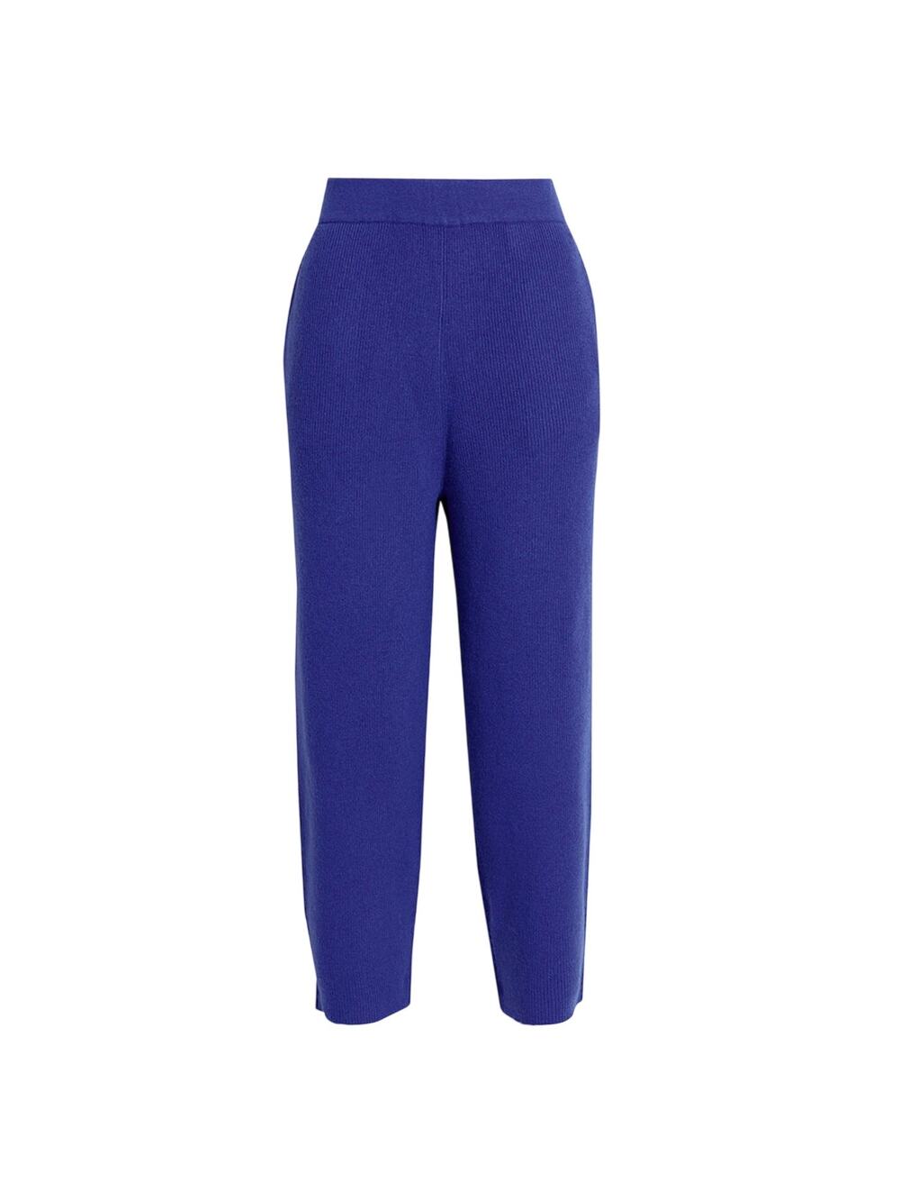 Lapointe Cropped Ribbed Blue Cashmere Track Pants Size L